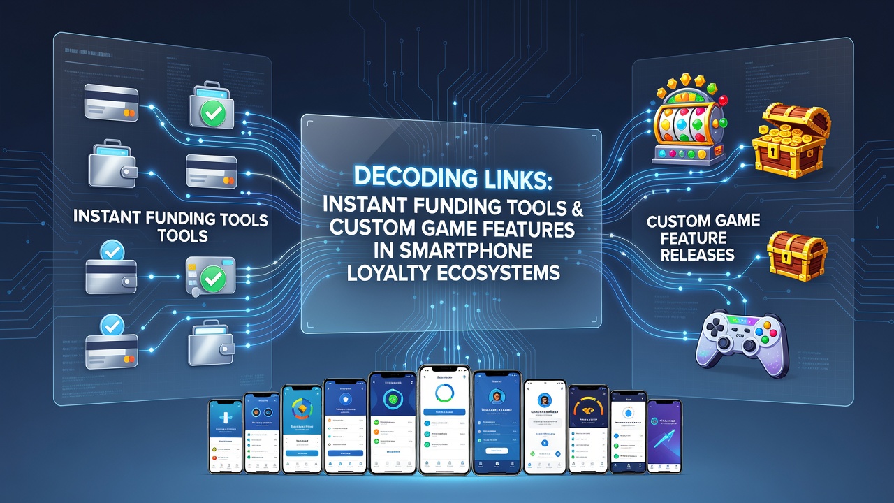 Smartphone screen displaying instant funding options connected to loyalty rewards in a mobile gaming app interface