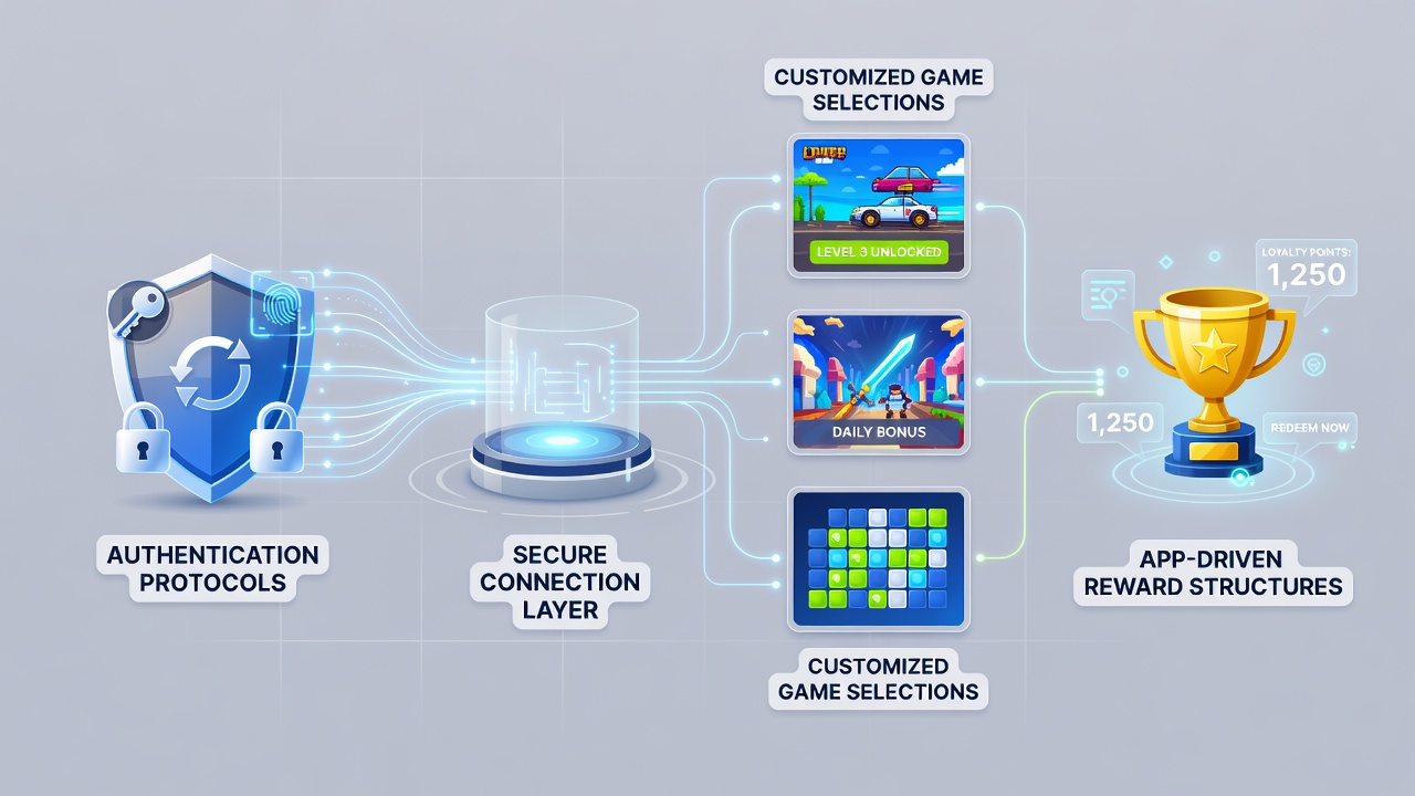 Mobile reward interface displaying customized game options after authentication