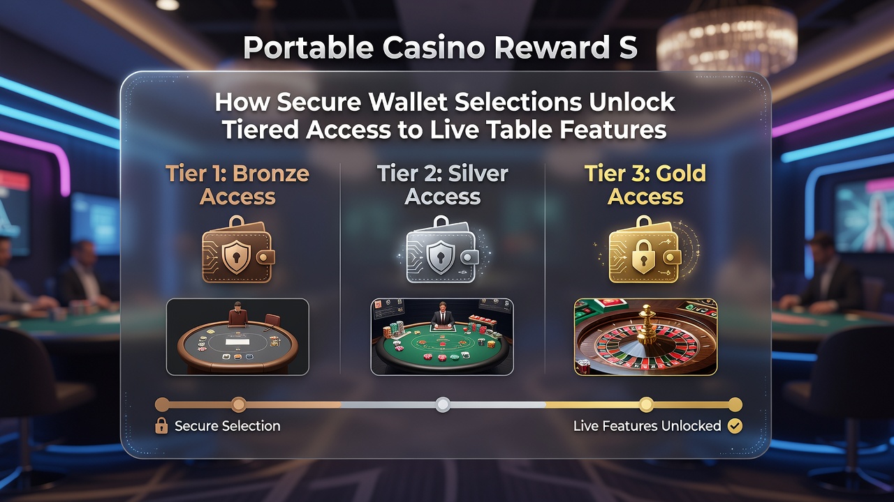 Mobile screen showing live dealer table unlocked through secure wallet tier progression in a casino rewards app