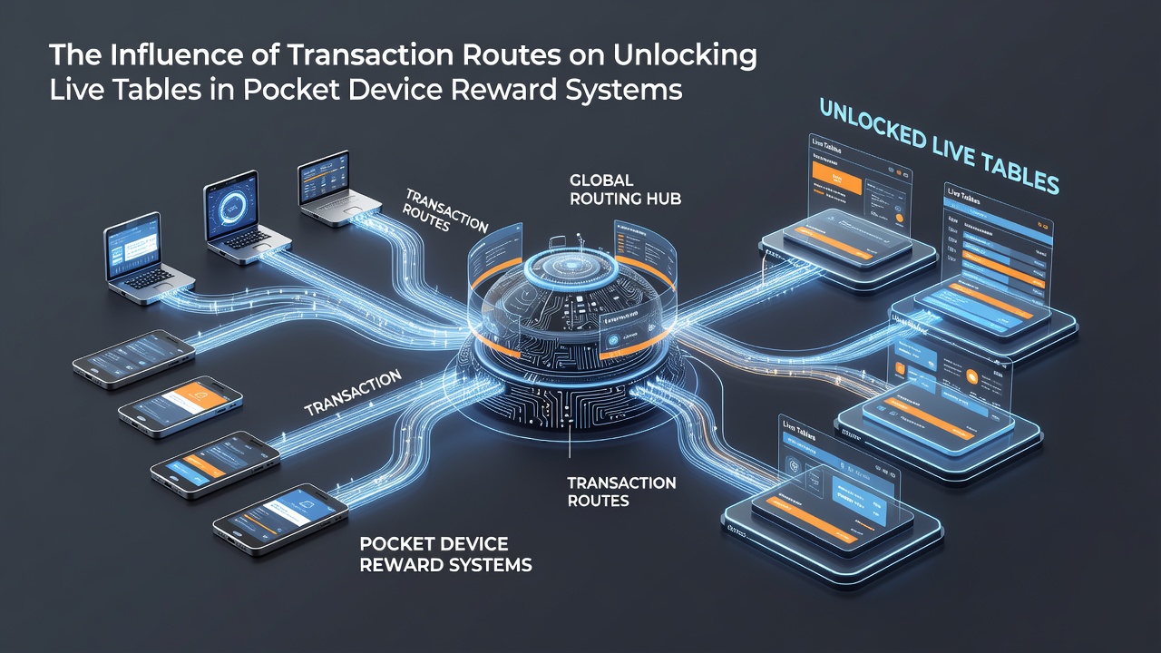 Illustration of reward system dashboard showing transaction route impacts on live table access metrics