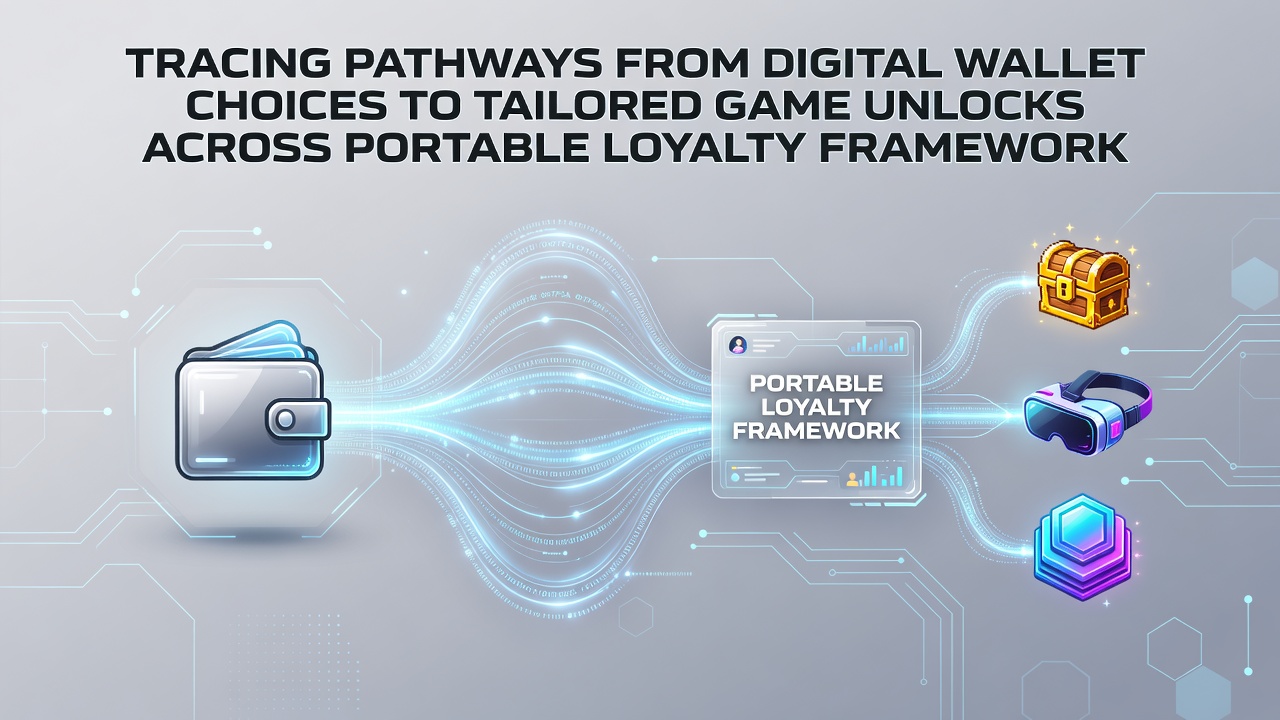 Flowchart style diagram illustrating connections between mobile wallet selections, loyalty point accumulation, and personalized game feature unlocks on handheld devices